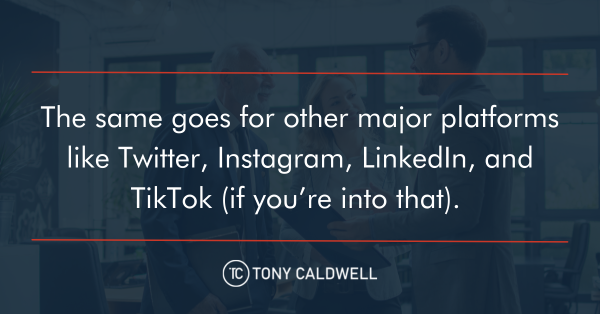 The same goes for other major platforms like Twitter, Instagram, LinkedIn, and TikTok (if you're into that).